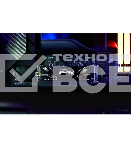 Накопитель SSD Kingston Fury Renegade, 1Tb, M.2(22x80мм), NVMe, PCIe 5.0 x4, 3D TLC, R/W 14200/11000Mb/s, IOPs 2 200 000/2 150 000, TbW 1000, DWPD 0.5 (12 мес)