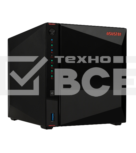 Сетевое хранилище ASUSTOR AS5304T 4-Bay NAS/Media player/Intel Celeron J4105 1.5GHz, up to 2.5 GHz(Quad-Core), 4GB SO-DIMM DDR4, noHDD(HDD,SSD),/2x2,5GbE(LAN)/3xUSB3.2,HDMI/4ip camera license ; 90IX0181-BW3S10