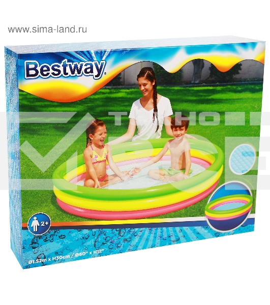 Детский надувной бассейн 152х30см 'Лето' с надувным дном, 211л, от 2 лет 51103 BestWay