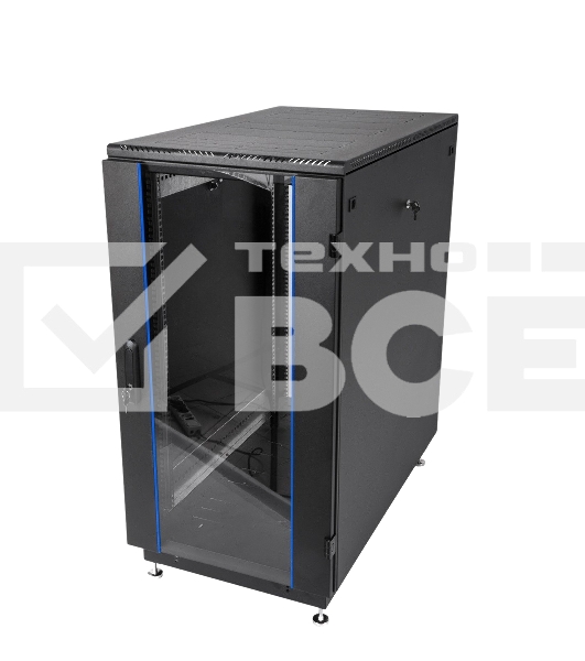 Шкаф коммутационный ЦМО ШТК-М-18.6.6-1ААА-9005 18U 600x600мм пер.дв.стекл задн.дв.стал.лист 2 бок.пан. направл.под закл.гайки 270кг черный