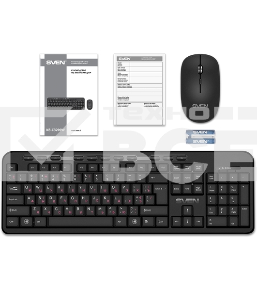 Набор SVEN KB-C3200W беспроводные клавиатура и мышь, чёрные