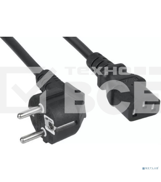 Кабель питания Filum FL-PC-SH90/C13-C2-3.0-BK ПВС-АП 3x1.5 CEE 7/7(Schuko) угловая  - C13, 220/250В, 10А, чёрный, 3м