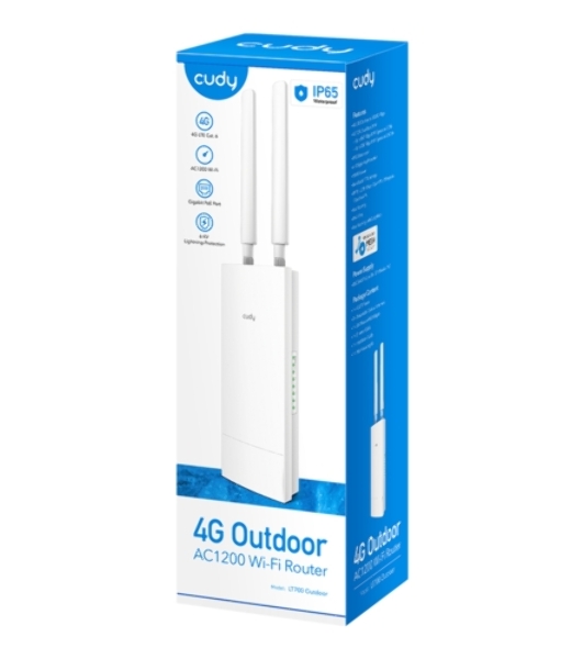 Маршрутизатор AC1200 Wi-Fi 4G LTE Cat 6 Gigabit Router, 4 10/100/1000M RJ45 Ports, Nano SIM Slot, Quectel module inside,build-in 4G LTE modem, 300Mbps at 2.4GHz + 867Mbps at 5GHz, Internal Antennas, PPTP/L2TP/OpenVPN/WireGuard VPN, DNS over Cloudflare/Google/Quad9, DDNS, SMS, Band locking, TR069, TR111, Cudy Mesh Support