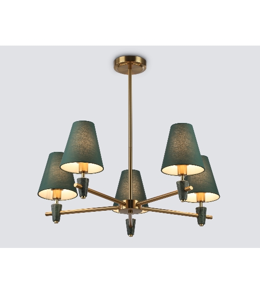 Люстра Ambrella light LH75051/5 BS/GN латунь/зеленый E14*5 max 40W D700*580