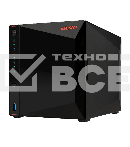 Сетевое хранилище ASUSTOR AS5304T 4-Bay NAS/Media player/Intel Celeron J4105 1.5GHz, up to 2.5 GHz(Quad-Core), 4GB SO-DIMM DDR4, noHDD(HDD,SSD),/2x2,5GbE(LAN)/3xUSB3.2,HDMI/4ip camera license ; 90IX0181-BW3S10
