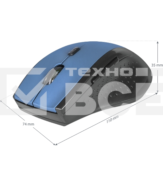 Мышь беспроводная Defender Accura MM-365 синий, 1600 dpi, радиоканал, USB, кнопки - 6