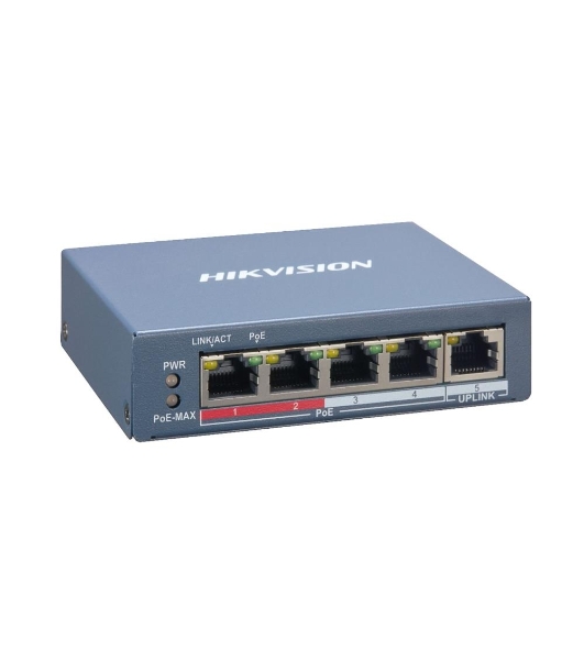 Коммутатор Hikvision DS-3E1105P-EI, 4×100 Мбит/с PoE+ + 1×100 Мбит/с, настраиваемый