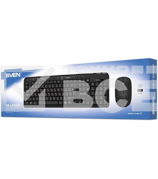 Набор SVEN KB-C3200W беспроводные клавиатура и мышь, чёрные