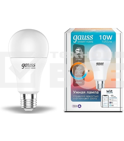 Лампа Светодиодная Gauss Smart Home DIM+CCT E27 A60 10 Вт 1/10/100