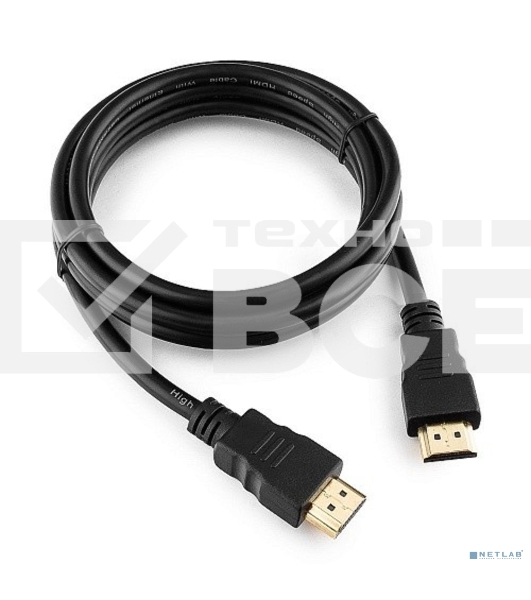Кабель Cablexpert HDMI CC-HDMI4-5, 19M/19M, v2.0, медь, позол.разъемы, экран, 1.5м, черный, пакет