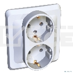 Двойная С/У РОЗЕТКА Systeme electric PC16-007B ЭТЮД с заземлением без шторок 16А 250B, БЕЛЫЙ, Россия, фото2