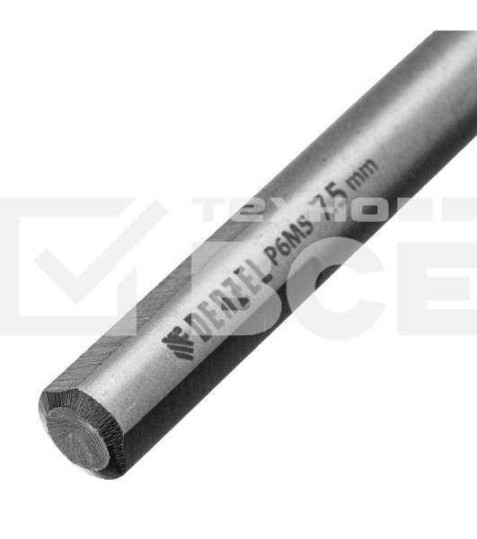 Сверло спиральное по металлу 7,5 x 109мм, Р6М5, Golden Tip, многогранная заточка Denzel