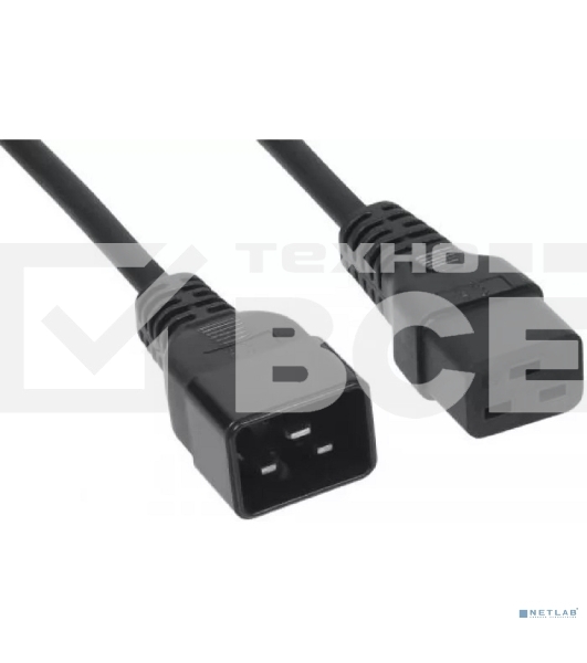 Кабель питания Filum FL-PC-C19/C20-C3-1.8-BK ПВС-АП 3x2.5 С19 - C20, 220/250В, 16А, чёрный, 1,8м