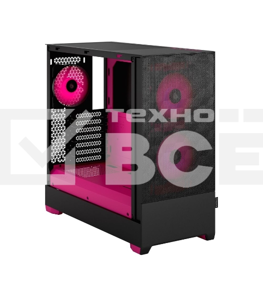Компьютерный корпус без блока питания Fractal Design Pop Air RGb Magenta Core TG Clear Tint, Midi-Tower, 3x120мм RGb, 2xUSB-A 3.2 ATX, mATX, mITX черный/магента