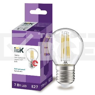 Лампа LED G45 шар прозр. Iek LLF-G45-7-230-40-E27-CL 7Вт 230В 4000К E27 серия 360°