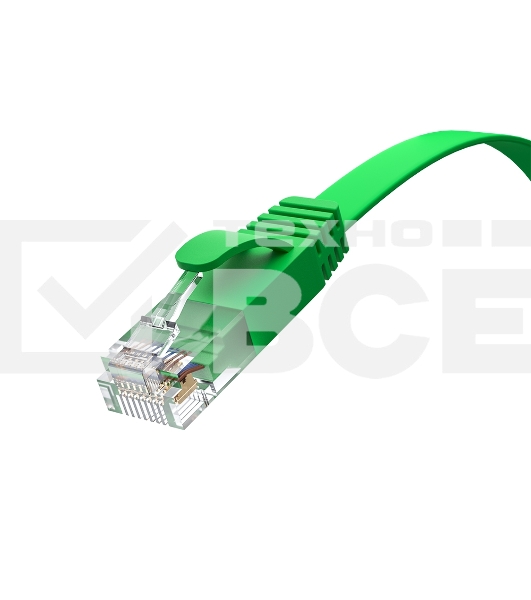 Патч-корд GCR PROF плоский прямой 1.5m, UTP медь кат.6, зеленый, 30 AWG, ethernet high speed 10 Гбит/с, RJ45, T568B, GCR-52837