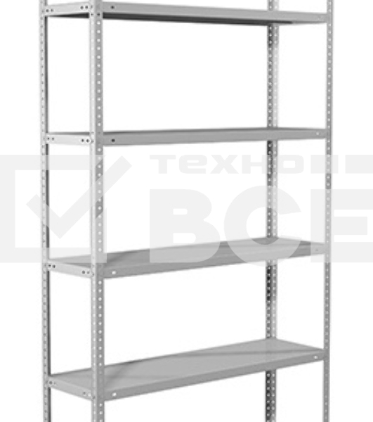 Металлические стеллажи Стеллаж MS 200/100х30/6 (Размеры внешние (ВхШхГ) 2000х1000х300 мм, 6 полок, с единой стойкой)