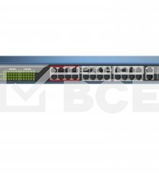 Неуправляемый коммутатор. 24 RJ45 100M PoE с грозозащитой 6кВ, 1 Uplink 1000М, 1 Uplink 1000М SFP, бюджет PoE 230Вт, CAT5e, пропускная способность 8.8 Гб/с, стандарты PoE IEEE802.3af, IEEE802.3at, 100-240 VAC, 4A, -10...+55C