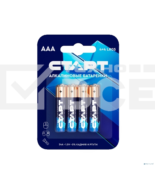 Батарейки СТАРТ LR03-BL8 BLUE 96/960, AAA, 4+4 шт. на блистере