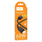 Кабель USB2.0 Hoco Type-C/Type-C, 3А, 60Вт, нейлоновая оплетка, X113, 1м, черный, коробка, фото6