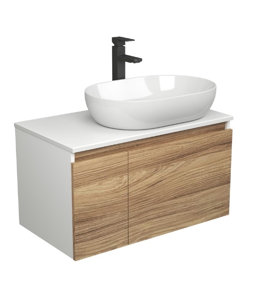 Комплект для ванной, 3 предмета (Тумба подвесная Bau Blackwood 80 + Раковина BAU 59х40, Смеситель высокий Hotel Black, черный)