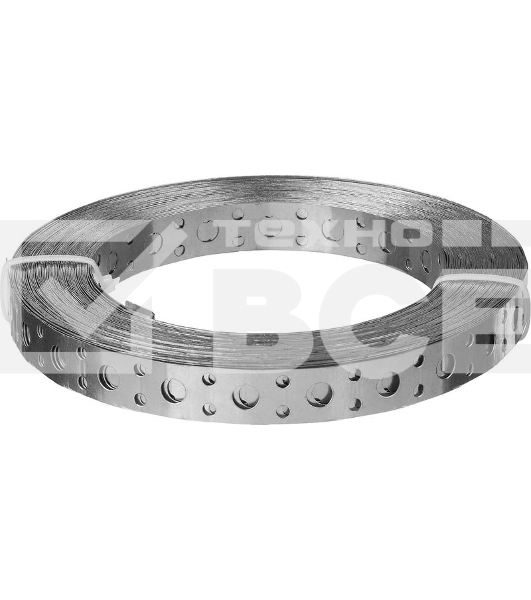 Лента перфорированная 12х0,55, оцинкованная прямая (25 м) - накл.  123882  Tech-KREP
