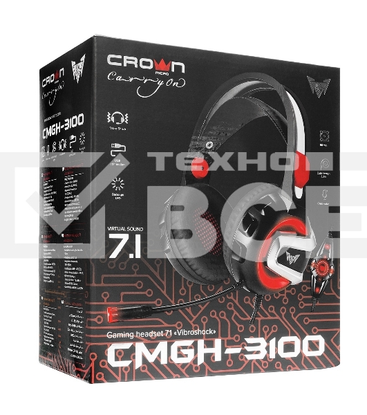 Гарнитура игровая CROWN CMGH-3100 Black&red