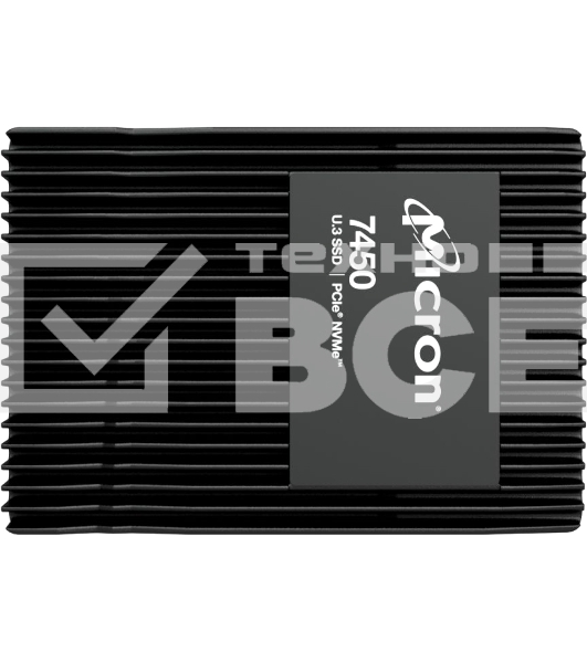 Твердотельный накопитель Micron SSD 7450 PRO, 960GB, U.3(2.5' 15mm), NVMe, PCIe 4.0 x4, 3D TLC, R/W 6800/1400MB/s, IOPs 530 000/85 000, TBW 1700, DWPD 1 (12 мес.)
