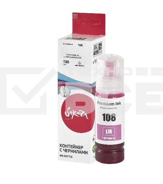 Контейнер с чернилами Sakura C13T09C64A (108 LM) для Epson, светло-пурпурный, 70 мл.