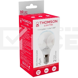 Лампа LED Thomson E14,  шар, 6Вт, 6500К, белый холодный,  TH-B2315, 1 шт.