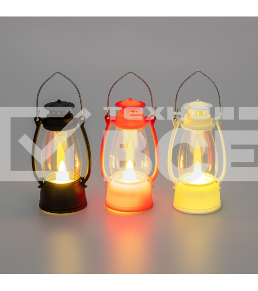 Декоративный фонарь Neon-night со свечкой 9,5 см, цвет корпуса белый/красный/черный, цвет свечения теплый белый, питание 3xLR1130 (в комплекте)