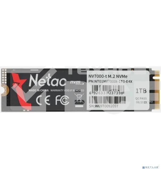 Накопитель SSD Netac NV7000-T, 1Tb, M.2 2280, PCIe 4.0 x4, NVMe, R/W 7300/6600, с радиатором