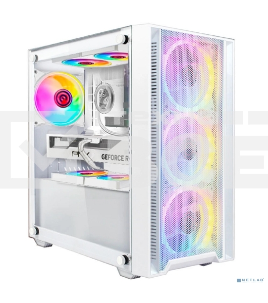 Корпус Ginzzu CL640 mATX FAN 4*12FRGb передняя панель Сетка Белый