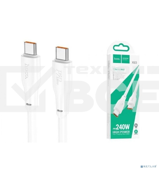 Кабель HOCO X93/ PD кабель Type-C-Type-C/ 1m/ 60W/ белый