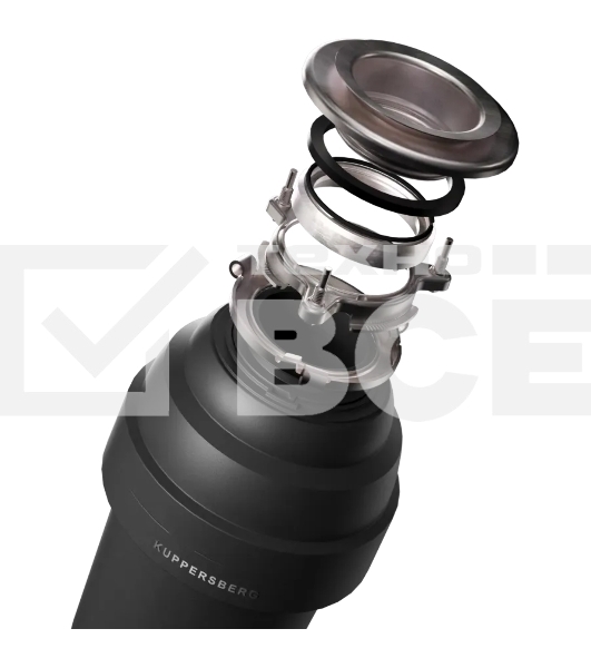 Измельчитель пищевых отходов Kuppersberg WS 550 B, High-Tech, мощность 550 Вт, 3400-3800 об/мин, защита от перегрева, авто выключение, DC мотор, шумоизоляция, уровень шума 70 дБ, черный