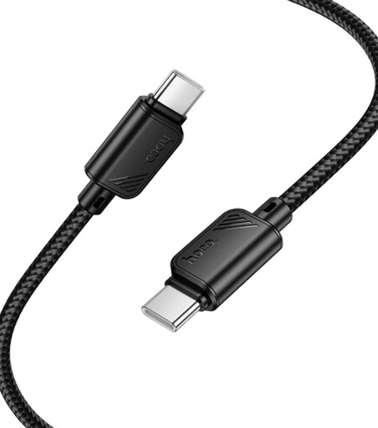 Кабель USB2.0 Hoco Type-C/Type-C, 3А, 60Вт, нейлоновая оплетка, X113, 1м, черный, коробка