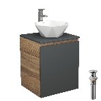 Тумба Bau Dream Blackwood 50 графит, раковина BAU Crystal 40х40, смеситель для раковины высокий Hotel Still, нержавеющая сталь, выпуск клик клак, хром, фото 1