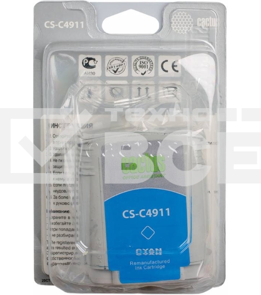 Картридж струйный Cactus CS-C4911 №82 голубой (72 ml) для HP Design Jet 500/800C