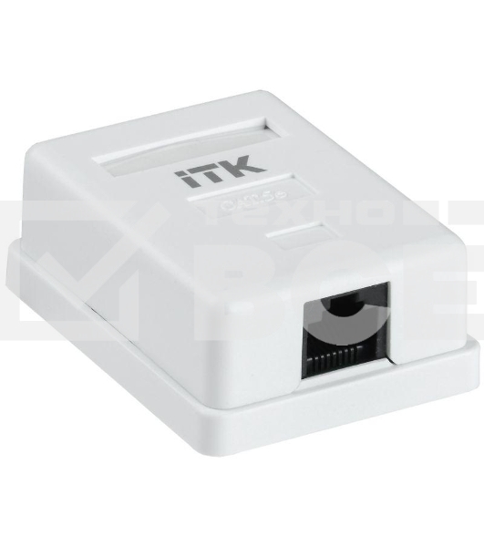 Настенная информационная розетка RJ45 8P8C, кат.5Е, UTP, 1-порт, белая 
