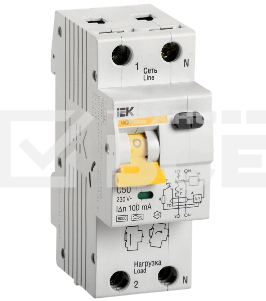 Выключатель автоматический дифференциального тока Iek MAD22-5-050-C-100 АВДТ 32 C50 100мА