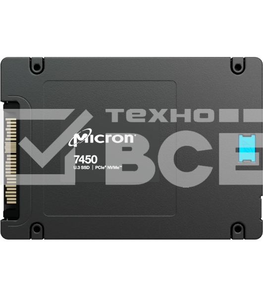 Твердотельный накопитель Micron SSD 7450 PRO, 960GB, U.3(2.5' 15mm), NVMe, PCIe 4.0 x4, 3D TLC, R/W 6800/1400MB/s, IOPs 530 000/85 000, TBW 1700, DWPD 1 (12 мес.)