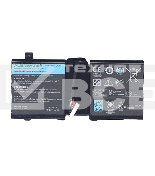 Аккумуляторная батарея для ноутбука Dell Alienware M17x R5 14.8V 86Wh 2F8K3 черный