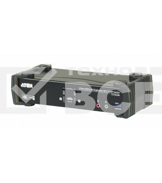 Переключатель KVM ATEN CS1922M-AT-G KVM+Audio+USB 3.0, 1 user USB+DP => 2 cpu USB+DP, со шнурами DP 2x1.5м.+USB 2х1.8м.