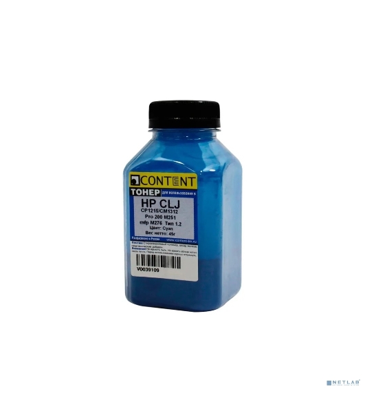 Тонер Content для HP CLJ CP1215/CM1312/Pro 200 M251/mfp M276, Тип 1.2, Bk, 55 г, банка