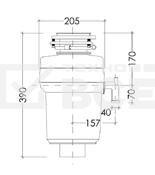 Измельчитель пищевых отходов Kuppersberg WS 550 B, High-Tech, мощность 550 Вт, 3400-3800 об/мин, защита от перегрева, авто выключение, DC мотор, шумоизоляция, уровень шума 70 дБ, черный