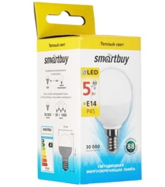 Светодиодная лампа Smartbuy FIL P45F-5W/3000/E14
