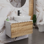 Комплект для ванной, 3 предмета (Тумба подвесная Bau Blackwood 80 + Раковина BAU 59х40, Смеситель высокий Hotel Black, черный), фото 1