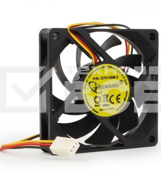 Вентилятор Gembird для корпуса 70x70x15, втулка, 3pin, провод 25 см D7015SM-3