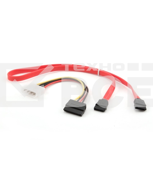Кабель Gembird/Cablexpert Кабель SATA интерфейсный (48см) 7pin/7pin и питания (15см) 4pin/15pin(CC-SATA)