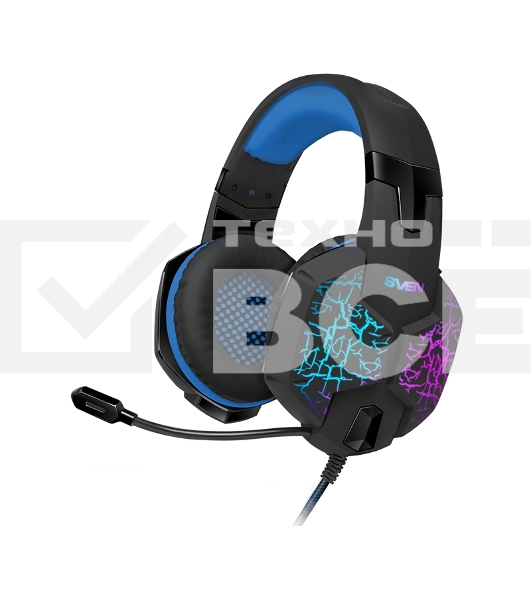 Гарнитура SVEN AP-U980MV, черный-синий (USB, LED, 7.1, 2.2m)
